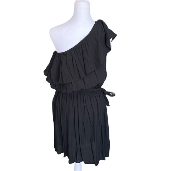 1 shoulder dress with pockets and belted sash - Picture 2 of 4